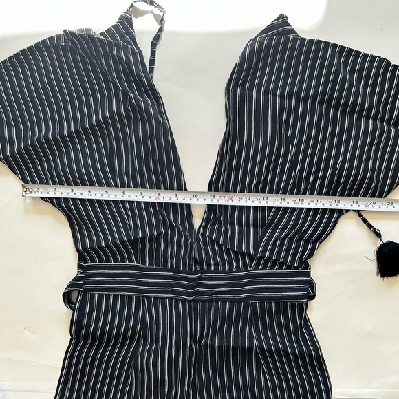 Faithfull the Brand Cedric Jumpsuit striped white and black v neck size 4 - Picture 6 of 14